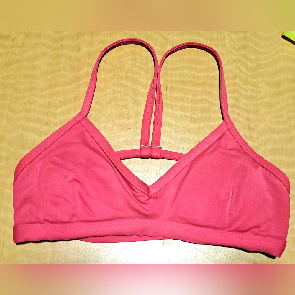 Honey Girl Waterwear Sasha Reversible Sport Surf Top, Fuschia Pink/Black, M